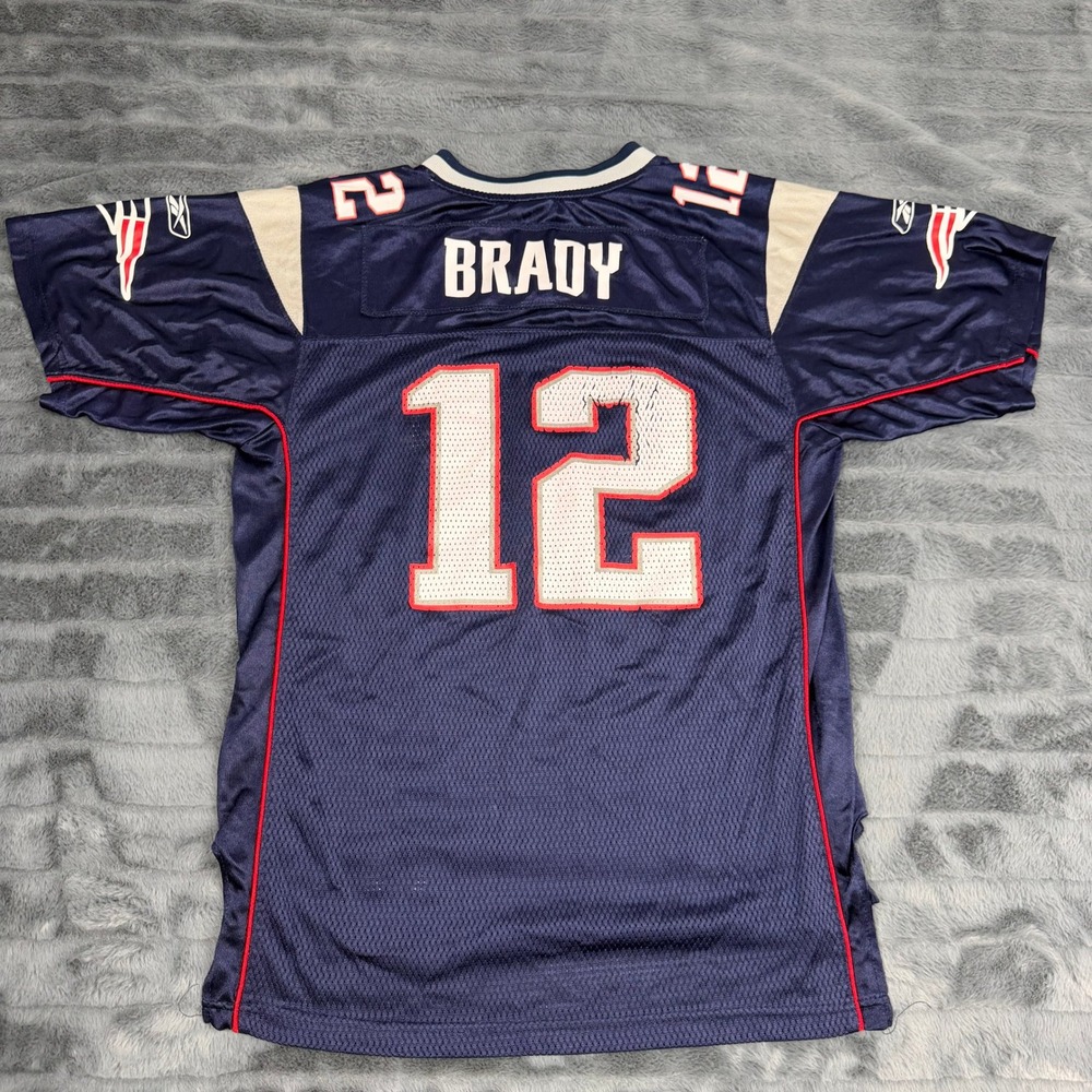 Reebok Tom Brady New England Patriots Jersey Kids XL 18-20 Navy Blue NFL